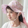 UVハット送料無料　目玉キッズ日よけ付きハットリボンUV対策撥水バケットハットカジュアル海水浴夏帽子花柄ギンガムピンク水色ライラックベージュキャサリンコテージTAK