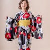 浴衣子供女の子キッズ・ジュニア・ベビーセパレートキャサリンオリジナル和柄がかわいい2ピース浴衣セット（ワンピース・上衣・兵児帯）[90100110120130140150160cm紺黒ピンク椿朝顔猫]夏花火大