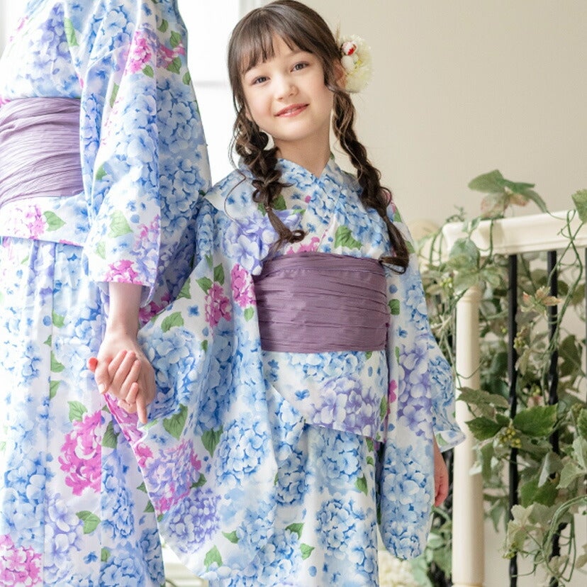 浴衣子供女の子キッズ・ジュニア・ベビーセパレートキャサリンオリジナル和柄がかわいい2ピース浴衣セット（ワンピース・上衣・兵児帯）[90100110120130140150160cm紺黒ピンク椿朝顔猫]夏花火大