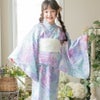 キャサリンオリジナル和柄2ピース浴衣セット【ワンピース+上衣】子供浴衣のアヤメ水色