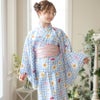 キャサリンオリジナル和柄2ピース浴衣セット【ワンピース+上衣】子供浴衣のピンク花柄