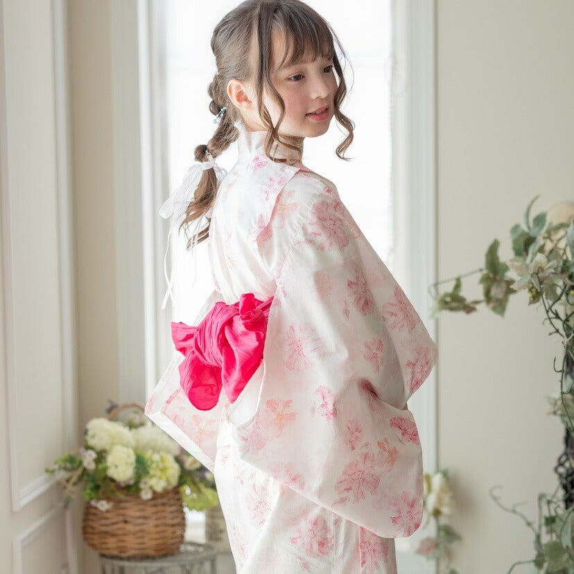 キャサリンオリジナル和柄2ピース浴衣セット【ワンピース+上衣】子供浴衣のピオニー紺