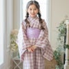 キャサリンオリジナル和柄2ピース浴衣セット【ワンピース+上衣】子供浴衣の花柄パウダーブルー
