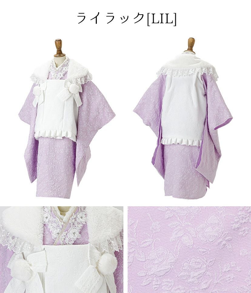 送料無料【目玉セール】着物ワンピース+ファー襟被布和姫セット 着脱