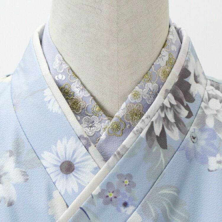 送料無料【目玉セール】刺繍入り半衿付き肌襦袢 半襦袢 キッズ