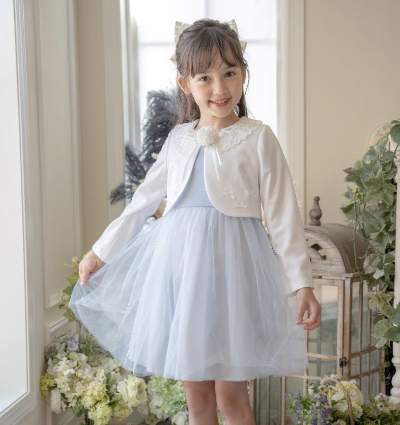 送料無料【入学準備セール目玉】レース襟チュールスカートワンピース