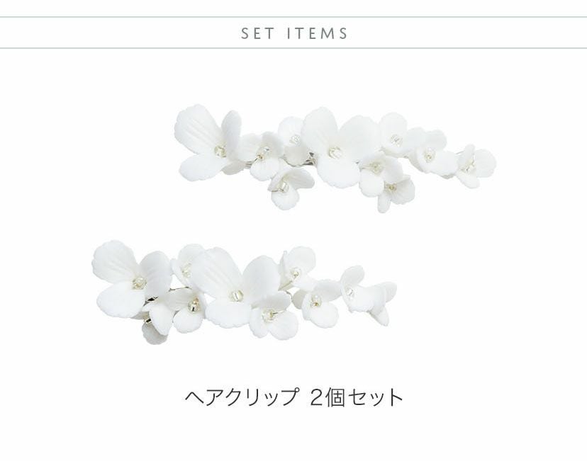 送料無料白花ヘアクリップ セラミックフラワーヘアクリップ 2個セット