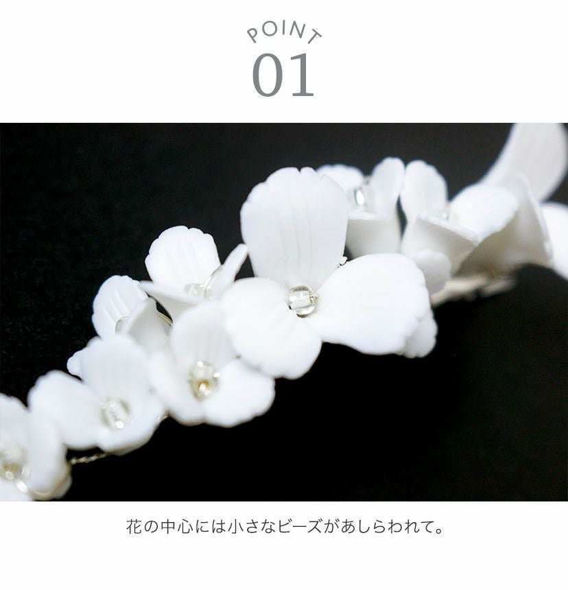 送料無料白花ヘアクリップ セラミックフラワーヘアクリップ 2個セット