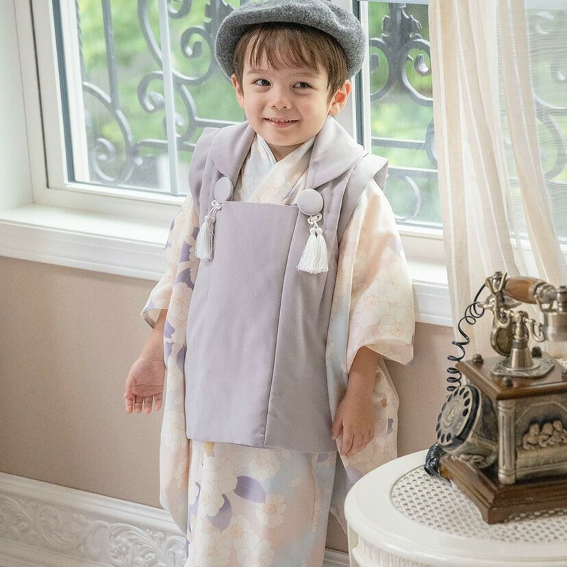 送料無料【卒服最終セール目玉】男児七五三 3歳着物＆被布セット 和装