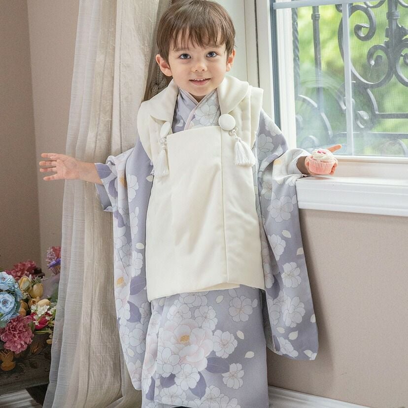 送料無料【卒服最終セール目玉】男児七五三 3歳着物＆被布セット 和装