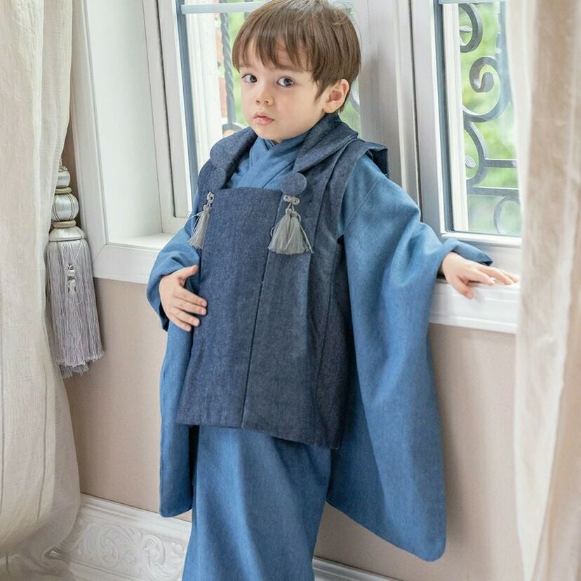 送料無料【卒服最終セール目玉】男児七五三 3歳着物＆被布セット 和装