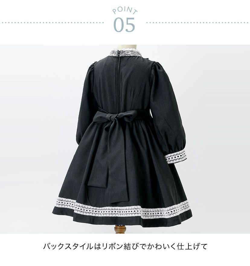 送料無料名品復刻！ キッズ ワンピース マルグレーテ 黒 長袖 きちんと