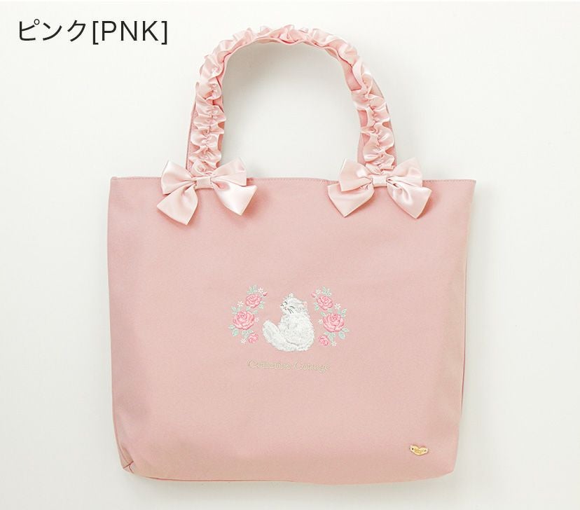 送料無料【入学準備セール超目玉】猫刺繍レッスンバッグ 女の子