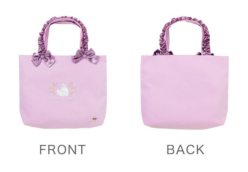 送料無料【入学準備セール超目玉】猫刺繍レッスンバッグ 女の子