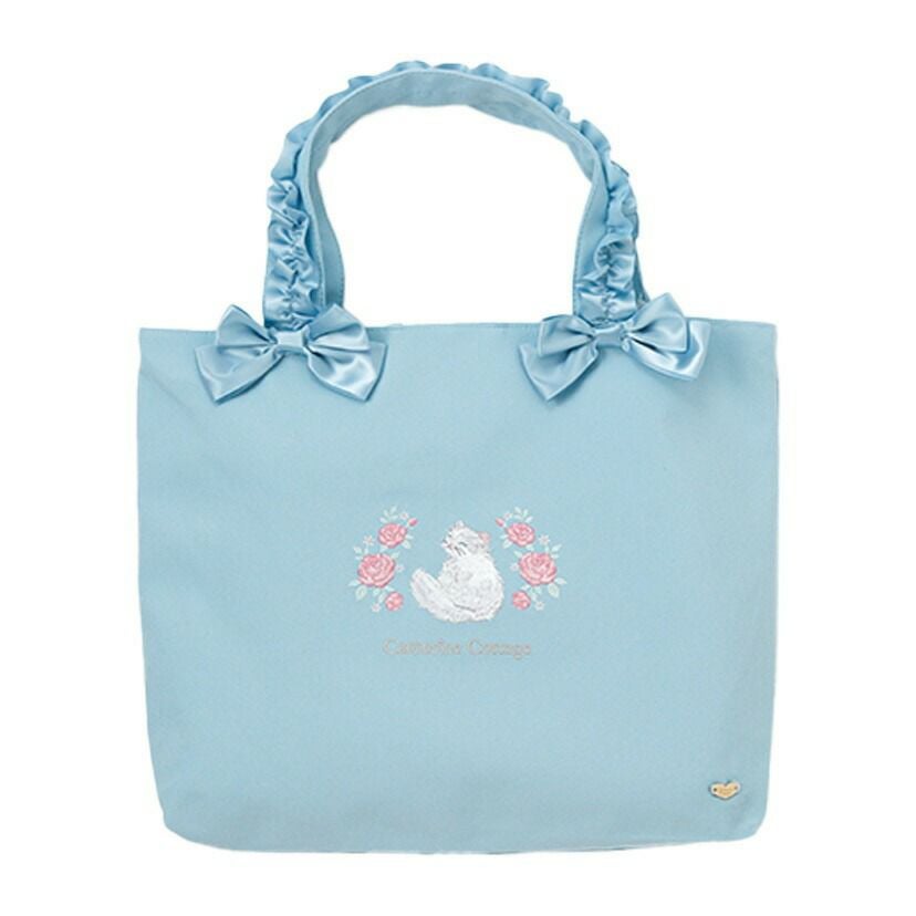 送料無料【通園通学セール超目玉】猫刺繍レッスンバッグ 女の子
