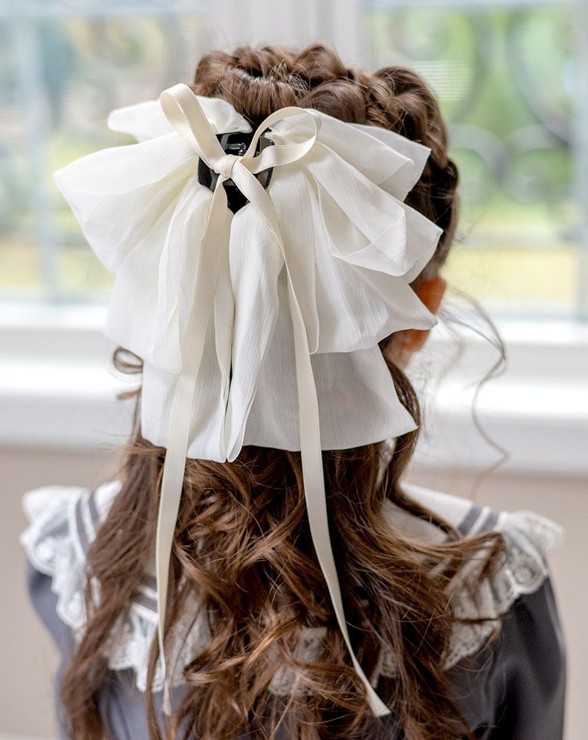 送料無料シフォンリボンヘアクリップ 結婚式や発表会などのフォーマル