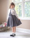 丸襟ワンピースとボレロのアンサンブル 入学式 女の子スーツ セットアップ ベージュ 青 グレー チェック柄 フォーマル コサージュ