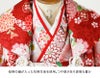 花柄織入り花柄生地着物ワンピース＆同柄被布セット