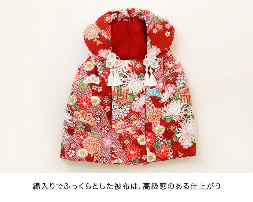 花柄織入り花柄生地着物ワンピース＆同柄被布セット