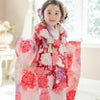 花柄織入り花柄生地着物ワンピース＆同柄被布セット