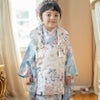 花柄織入り花柄生地着物ワンピース＆同柄被布セット
