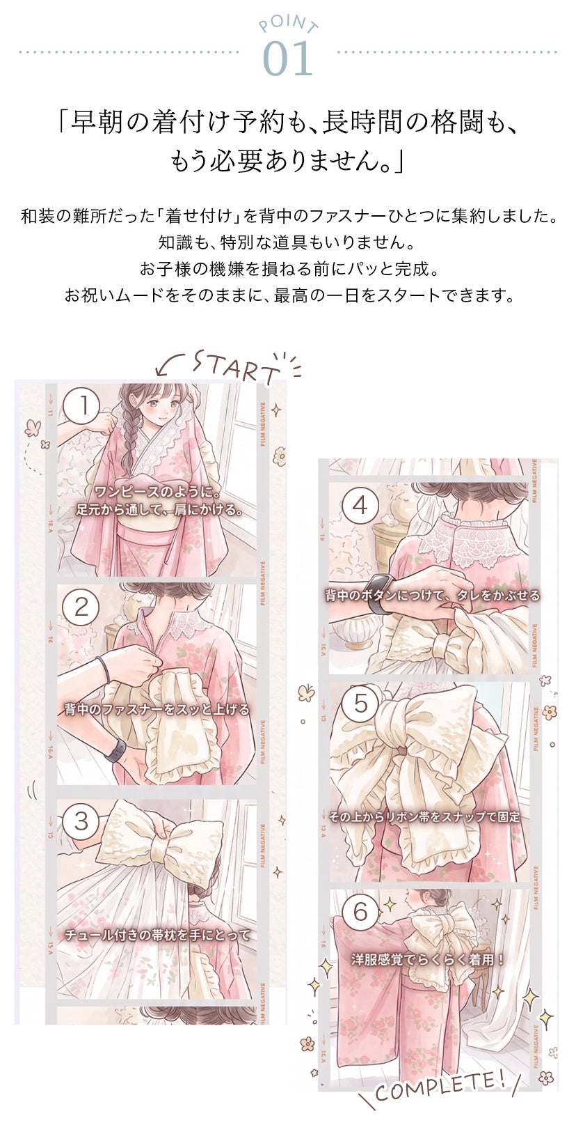 オールインワン着物《桜霞》着物ワンピース背中ファスナーかんたん着付け七五三和装リボン花柄チュールピンク女の子キッズお正月写真撮影お参りキャサリンコテージTAK