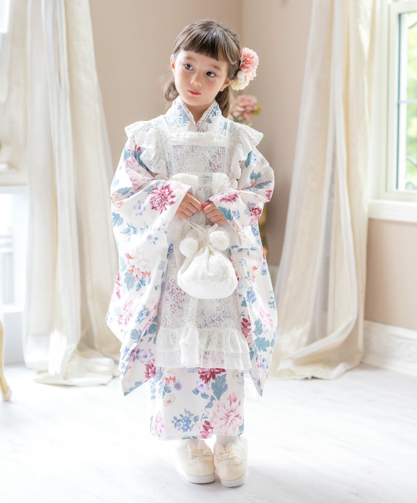 送料無料【超目玉セール】エプロン着物ワンピース 和装 3才 7才 女の子