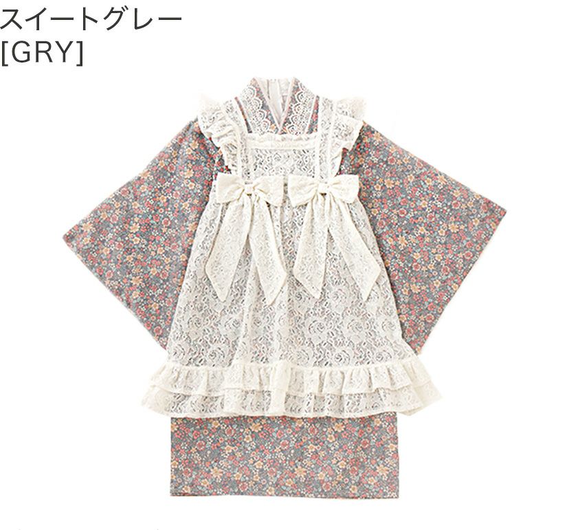 送料無料【超目玉セール】エプロン着物ワンピース 和装 3才 7才 女の子