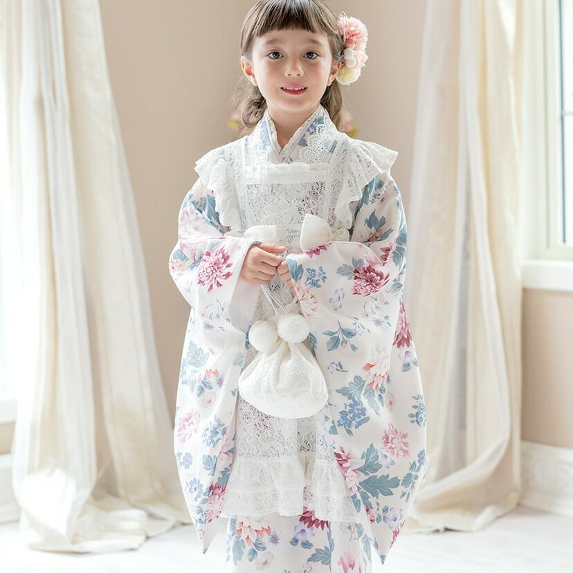 送料無料【超目玉セール】エプロン着物ワンピース 和装 3才 7才 女の子