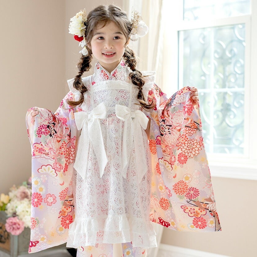 送料無料【超目玉セール】エプロン着物ワンピース 和装 3才 7才 女の子