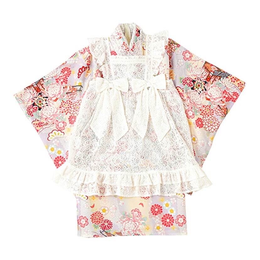 送料無料【超目玉セール】エプロン着物ワンピース レディース 女の子