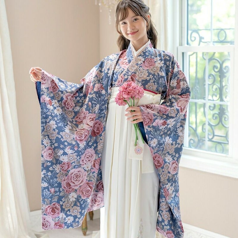 送料無料【超目玉セール】卒業式 卒園式 袴一体型着物ワンピース 花柄 