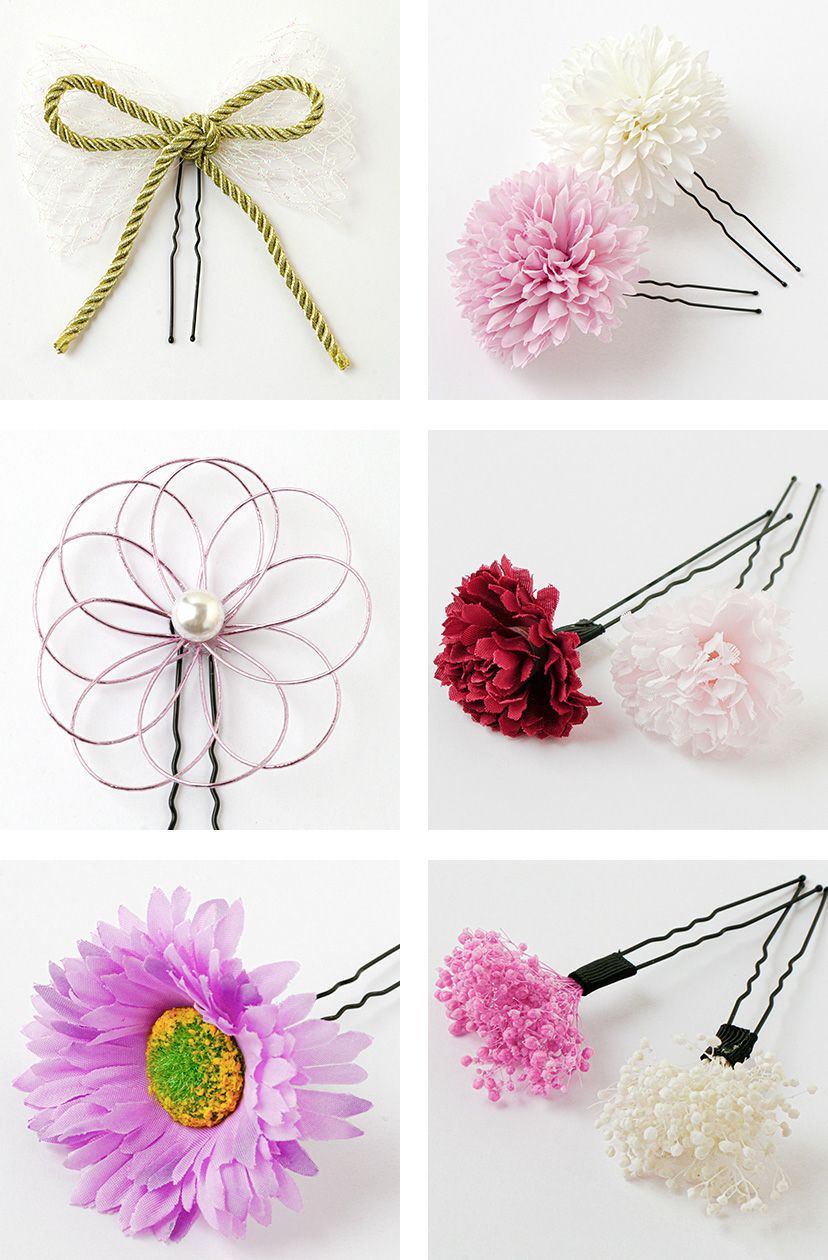 送料無料ブーケ風フラワーUピン9本セット 髪飾り 和風 和装 卒業式 袴