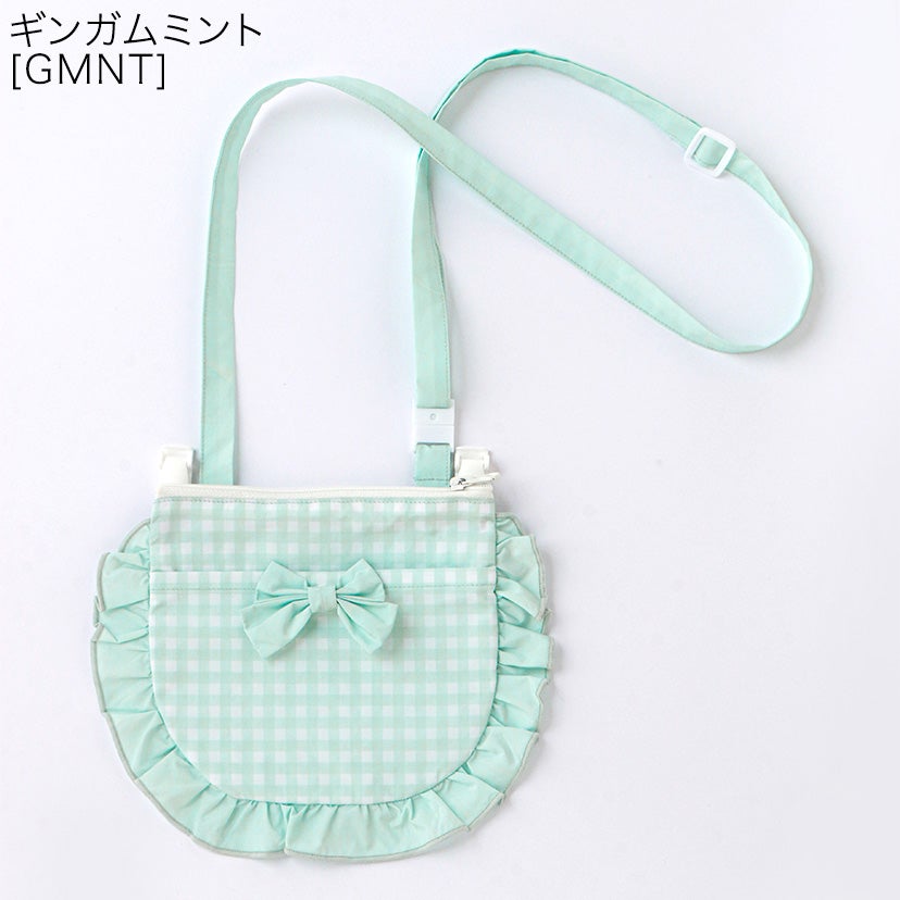 【メール便送料無料】撥水加工ファスナー付きフリルリボン移動ポケットかわいいギンガムチェック入園入学通園通学キャサリンコテージYUP6《メール便優先商品》キッズ