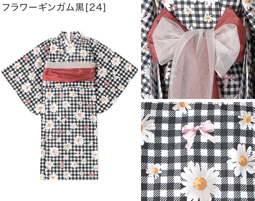 送料無料【セール】背中ファスナー浴衣キッズ 女の子 和装 浴衣 一体型