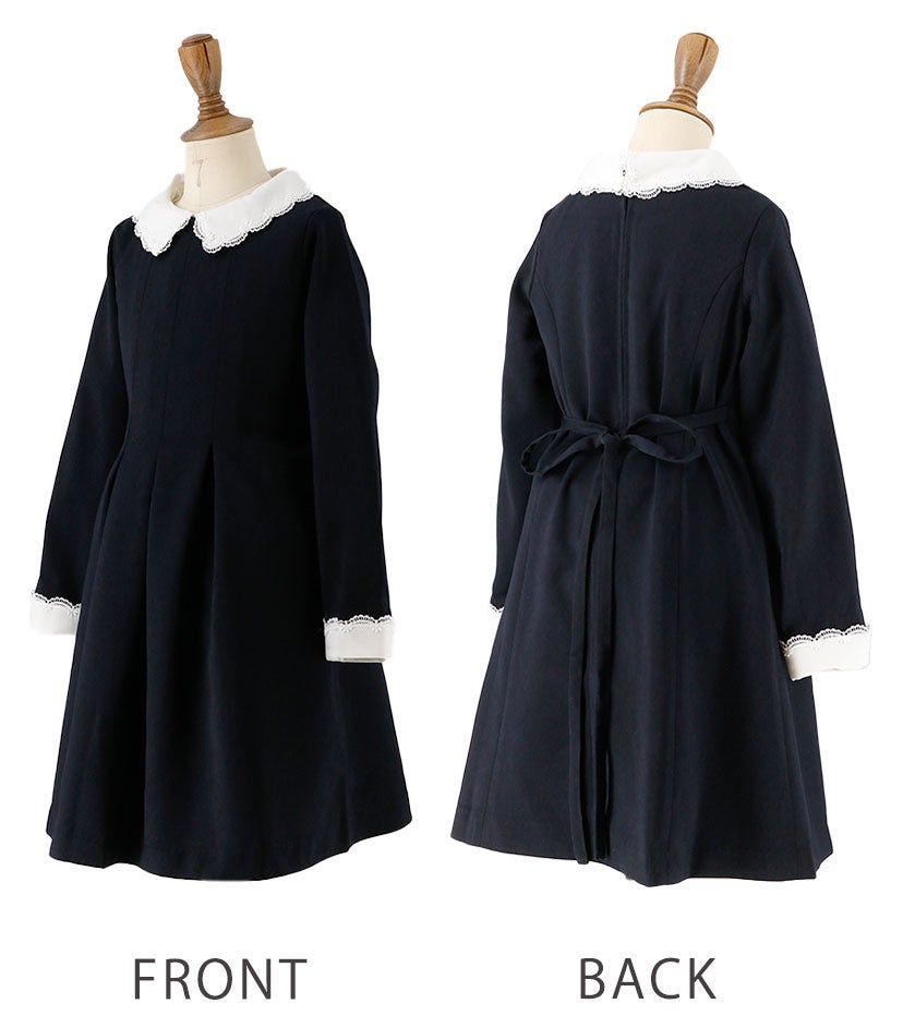 女の子フォーマルスカラップレース白襟ワンピース[長袖卒服2019110120130140150160cmグレーネイビーブラック黒紺キッズワンピース入学式卒園式結婚式発表会七五三法事子供服楽天通販]キャサリンコテージ