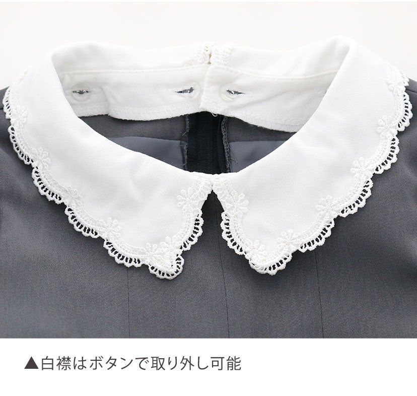 女の子フォーマルスカラップレース白襟ワンピース[長袖卒服2019110120130140150160cmグレーネイビーブラック黒紺キッズワンピース入学式卒園式結婚式発表会七五三法事子供服楽天通販]キャサリンコテージ